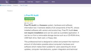 Free PC Audit website screenshot