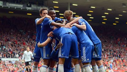 Chelsea team celebrate 