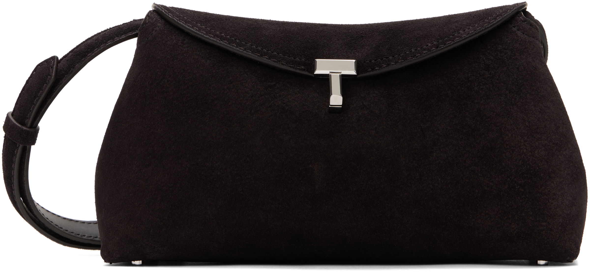 Brown T-Lock Suede Clutch