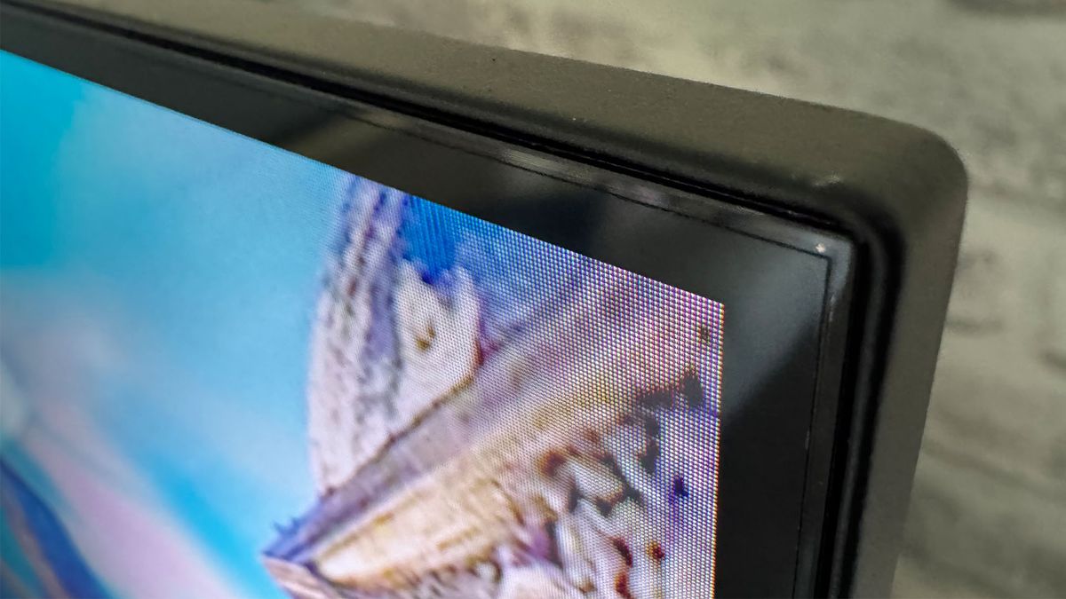 A close-up of the top corner of the TCL C6KS 50-inch TV.