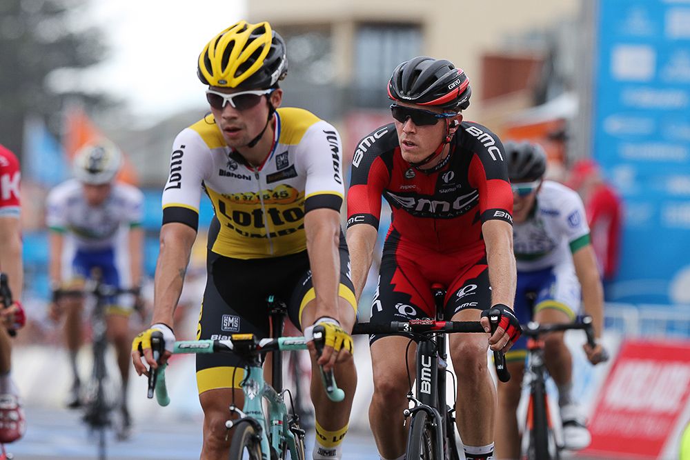 Rohan Dennis at the finish of stage for at the Tour Down Under