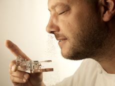 man snorting chocolate