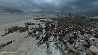 Total War: Pharaoh battle in rain arrows