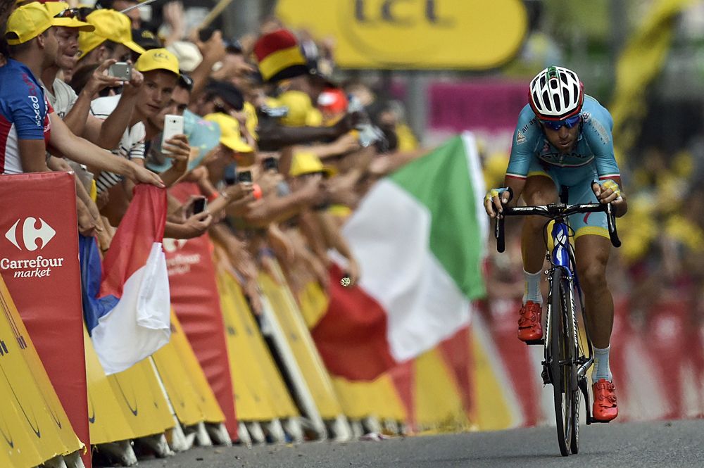 Vincenzo Nibali (Astana) crosses the finish line in Gap
