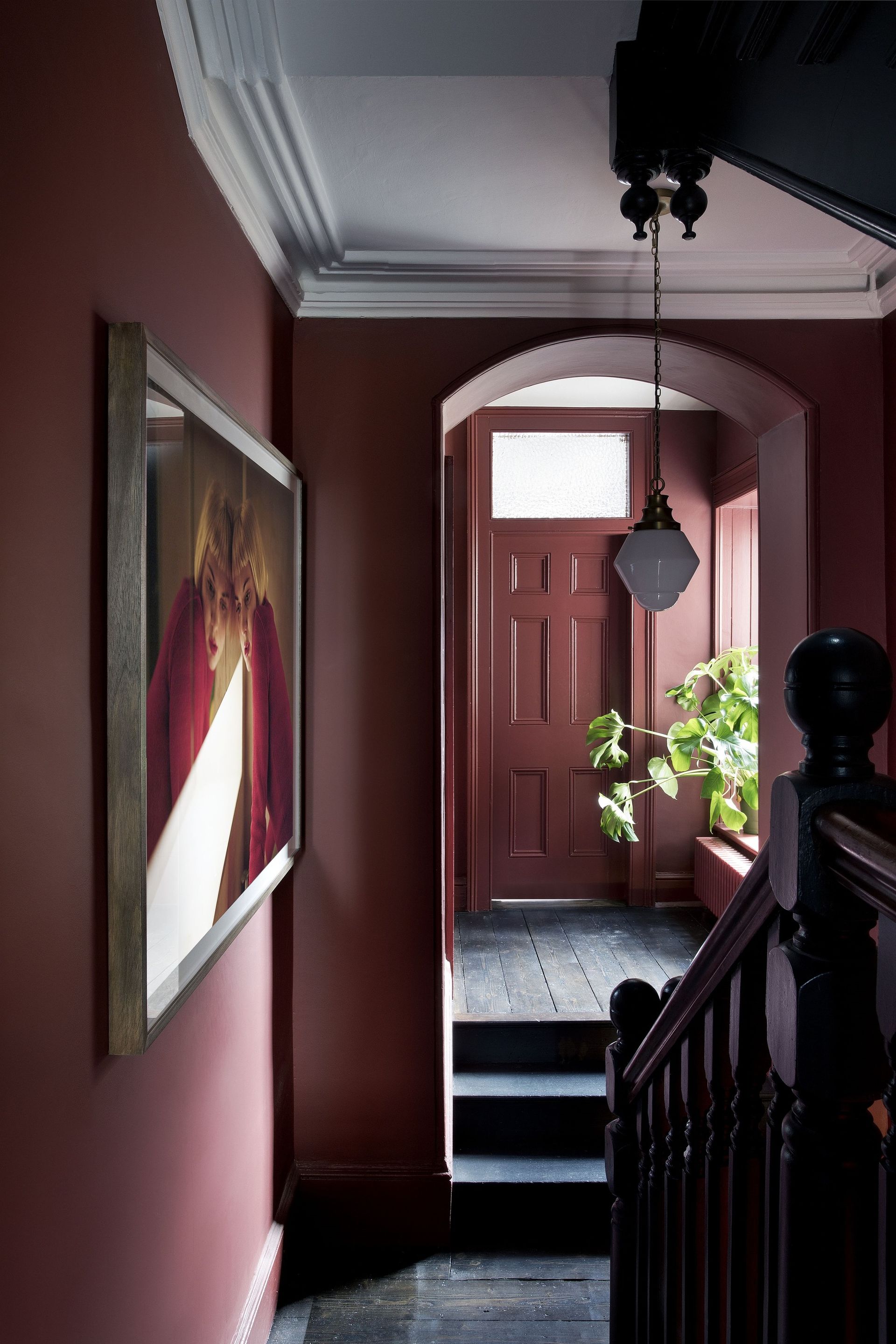 A burgundy entryway