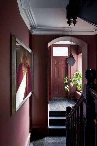 A burgundy entryway