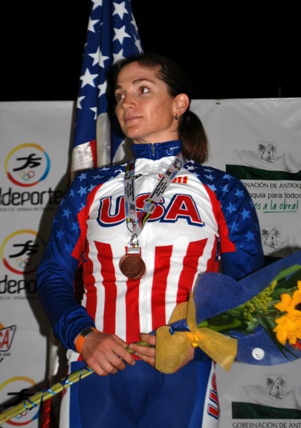 Cari Higgins (USA) claimed bronze in the points race.