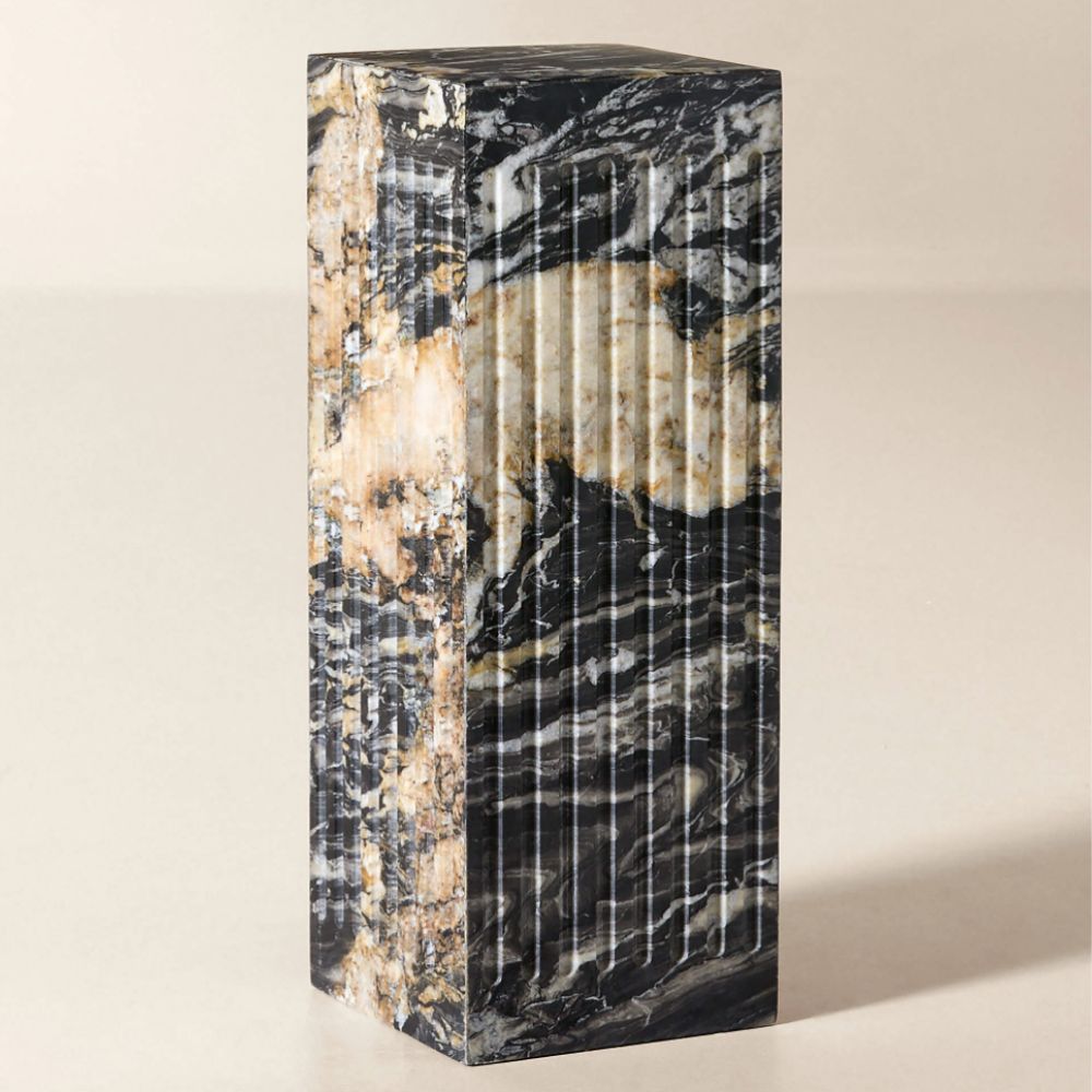 Black marble pillar side table