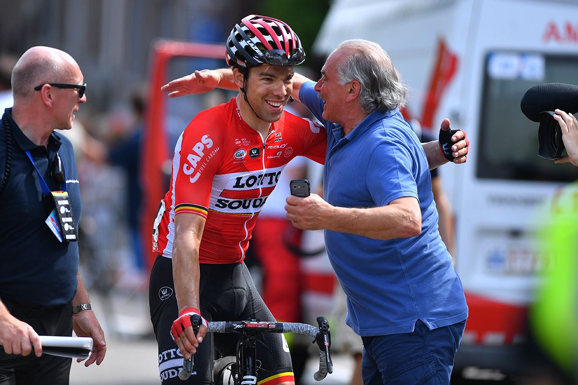 Jens Debusschere celebrates his stage 5 win at the Baloise Belgium Tour