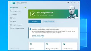 ESET antivirus dashboard on a Windows desktop