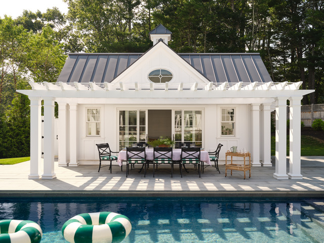 pergola near a pool