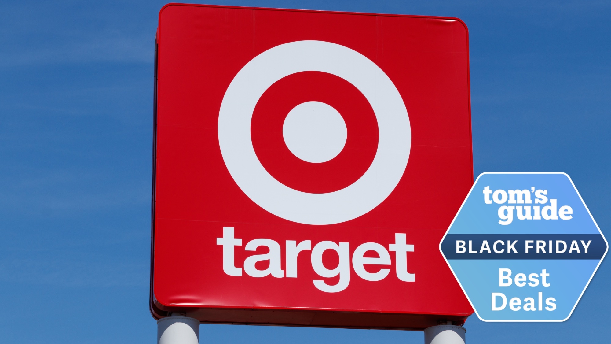 Target store sign with a Tom's Guide Black Friday deal tag