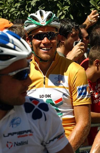 Thor Hushovd (Credit Agricole), pleased to be in yellow