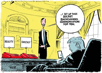 Political cartoon U.S. Trump Russia Jared Kushner back channel