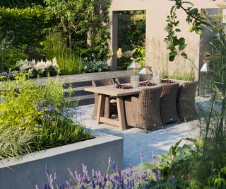 modern outdoor dining area