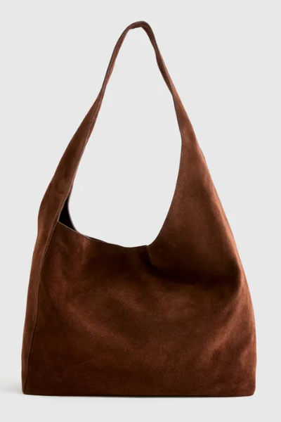 Quince, Italian Suede Slouchy Shoulder Bag