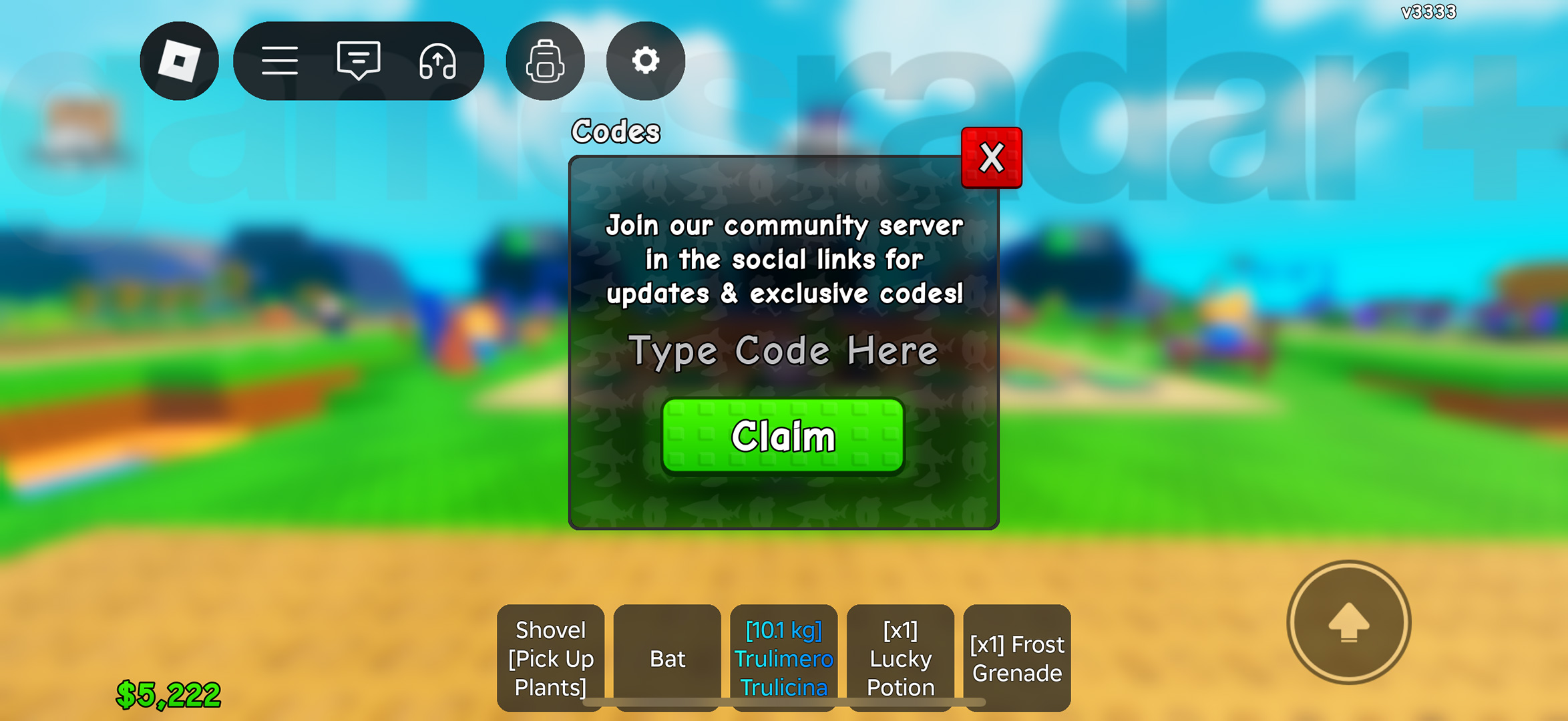 Plants vs Brainrots codes