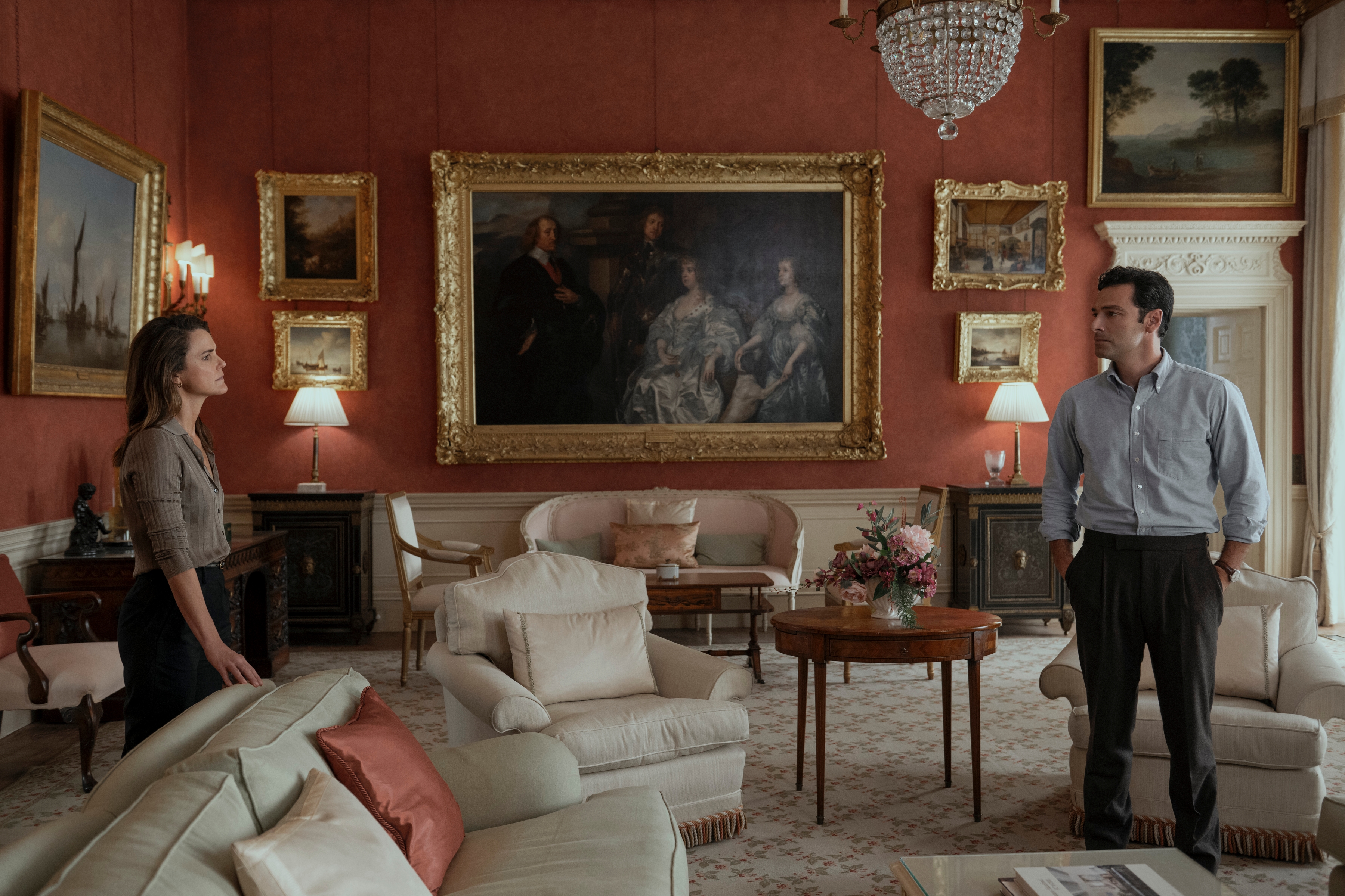 The Diplomat. (L to R) Keri Russell as Kate Wyler, Aidan Turner as Callum Ellis in episode 307 of The Diplomat. Cr. Liam Daniel/Netflix &amp;copy; 2025