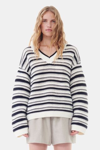 Striped V-Neck Jumper