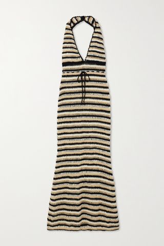 + Net Sustain Torcello Striped Crocheted Cotton Maxi Dress