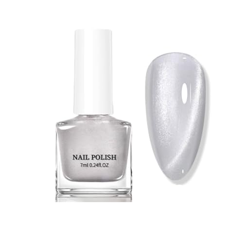 Cat Eye Nail Polish - Quick Dry Magnetic Sliver Nail Varnish - Reflective Jelly Glass Nail Polish Long Lasting - High Glossy Chip Resistant Holographic No Need Bake Nail Paint for Women Diy Manicure
