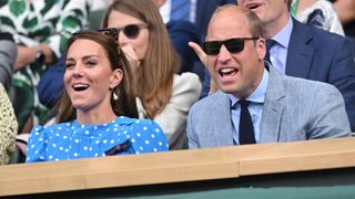 Catherine, Duchess of Cambridge and Prince William, Duke of Cambridge attend day 9 of the Wimbledon Tennis Championships
