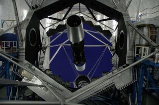 The primary mirror assembly of the 10-meter Keck II telescope is made of 36 parts that can adapt to atmospheric conditions.
