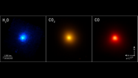 Three boxes contain a glowing center that in the left box is blue, the middle box is yellow, and the right box is red.
