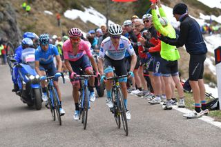 Miguel Angel Lopez attacks on the climb ahead of Carapaz and Landa