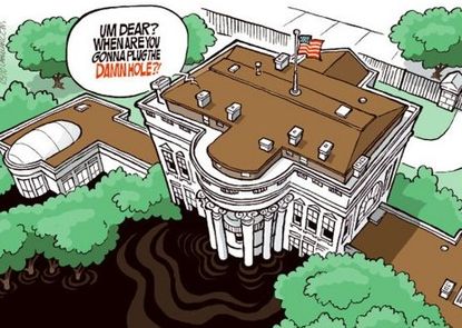 The oil spill hits the White House