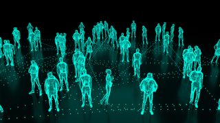 Human Hologram of people, crowd 3d illustration