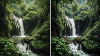 Ai art tools; a render of a waterfall upscaled in AI