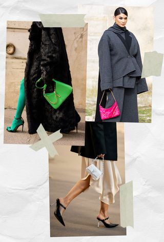 a collage of women carrying designer Givenchy bags