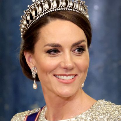 Catherine, Princess of Wales during the State Banquet at Buckingham Palace on November 22, 2022 in London, England. This is the first state visit hosted by the UK with King Charles III as monarch, and the first state visit here by a South African leader since 2010.