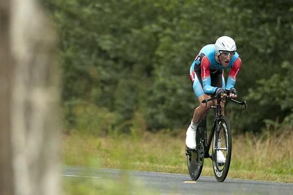 Nick Aitken (Jayco/AIS) from Victoria approaches the final kilometre of his ride in Learmonth, Victoria.