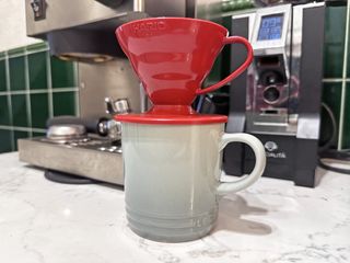 A Hario V60 on top of a mug