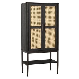 Better Homes & Gardens Springwood Caning Storage Cabinet, Charcoal Finish