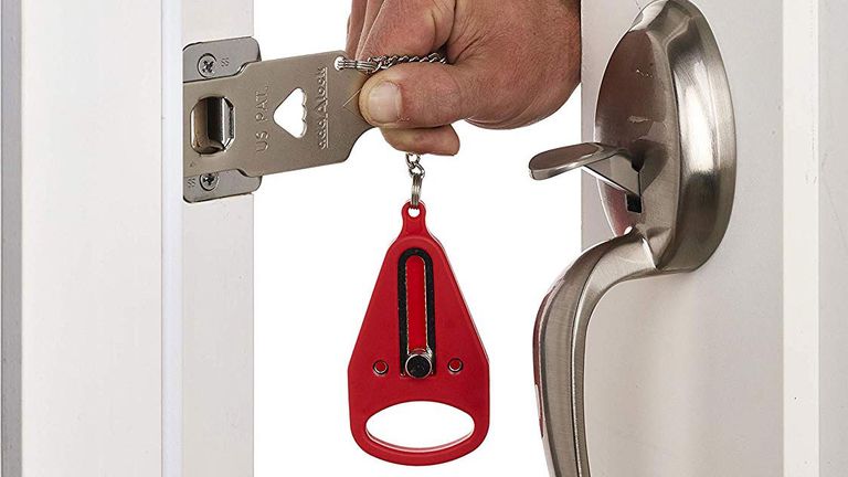 Door security: Addalock door lock in use