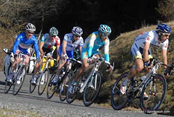 Break members for stage four included Francis De Greef (Omega Pharma-Lotto), R&eacute;my Di Gregorio (Pro Team Astana), R&eacute;mi Pauriol (FDJ), Thomas De Gendt (Vacansoleil-DCM Pro Cycling Team) and Thomas Voeckler (Team Europcar)