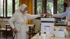 A nun votes in San Marino.