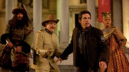 Patrick Gallagher, Robin Williams, Ben Stiller, and Rami Malek in Night at the Museum