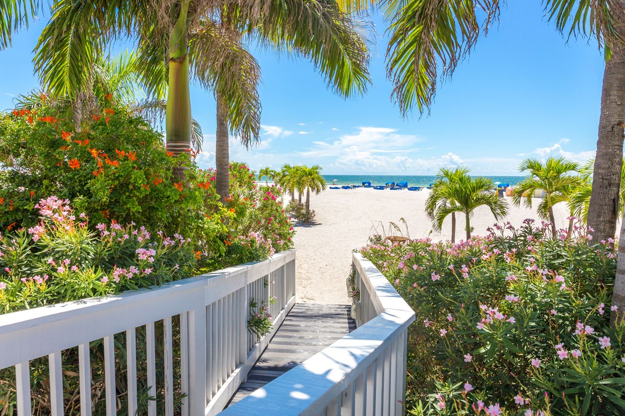 Boardwalk on beach in St. Pete, Florida, USA