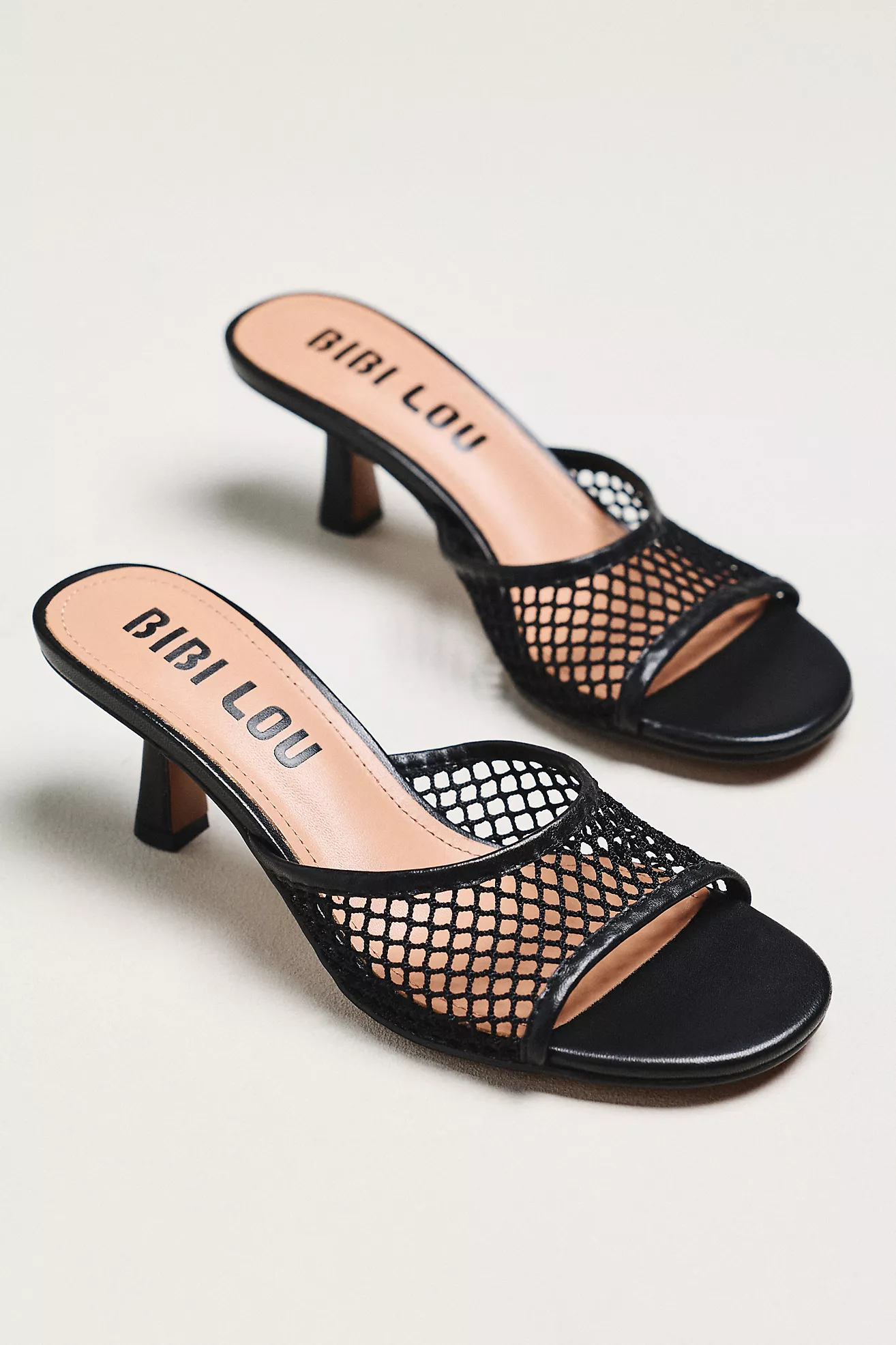 Bibi Lou Mesh Open-Toe Mule Heels