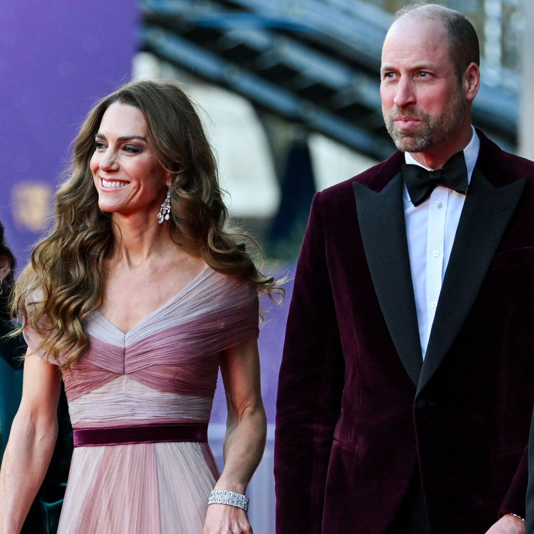 Princess Kate in a pink gown and Prince William in a velvet blazer at the BAFTAs
