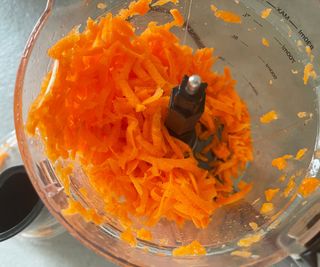 Grated carrot in the Magic Bullet Kitchen Express