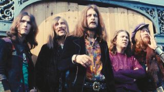 Hawkwind: Dave Brock, DikMik, Terry Ollis and Nik Turner in 1971.