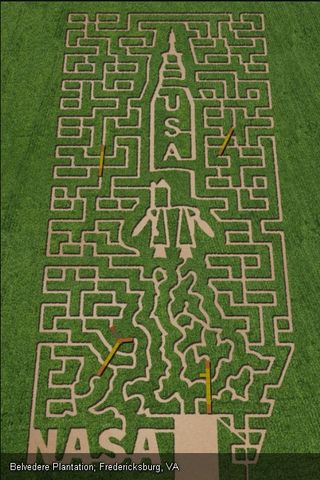 A giant rocket serves as the centerpiece for the Space Farm 7 corn maze at Belvedere Plantation in Fredericksburg, Va. The maze is one of seven corn mazes across the United States by farms participating in the Space Farm 7 project in 2011.