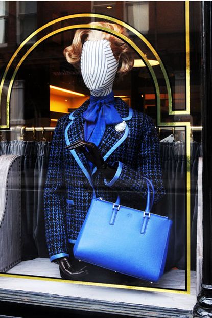 Anya Hindmarch dresses windows in tribute to Margaret Thatcher's style