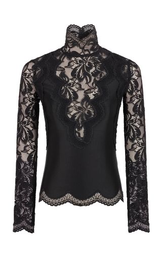 Lace-Paneled Satin Top