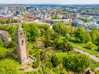 Brandon Hill public park with Cabot Tower in Bristol